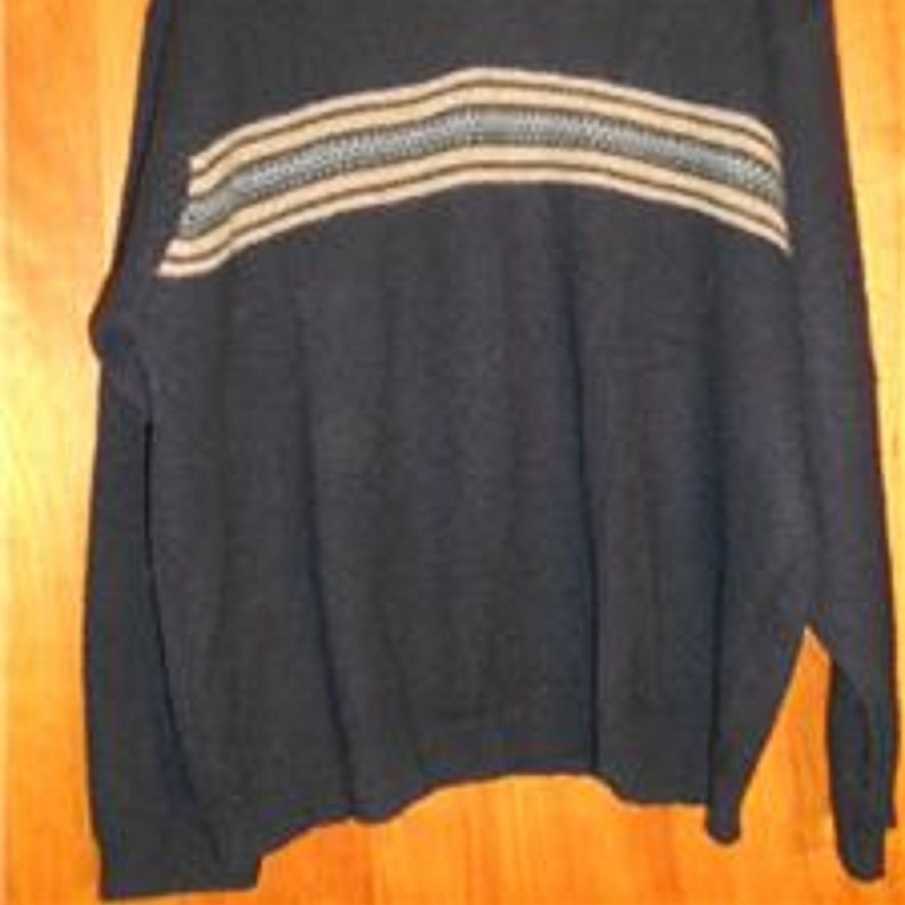J. Crew Navy Blue/Beige 100% Wool Sweater Size XL - Picture 2 of 6